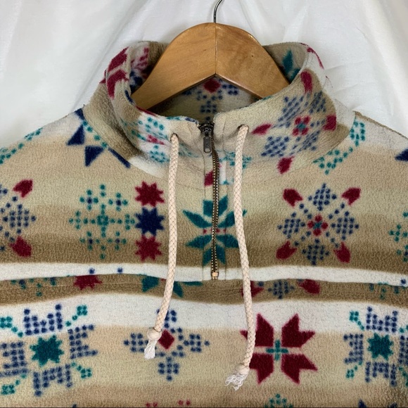 Vintage Arizona Jean Company Snowflake Pattern Fleece Quarter Zip, Size: Small - Picture 2 of 6